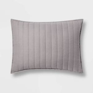 lot 550 image: Standard Reversible Faux Fur & Flannel Quilt Sham Gray - Threshold