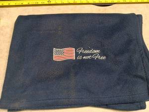 lot 553 image: U.S. Polo Assn. Fleece Blanket with Flag Embroidery