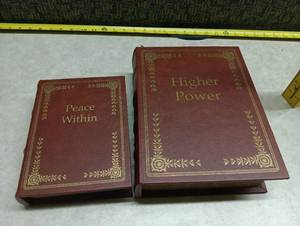 lot 562 image: 2 Decorative Books Peace Within Higher Power Red Cloth Boxes