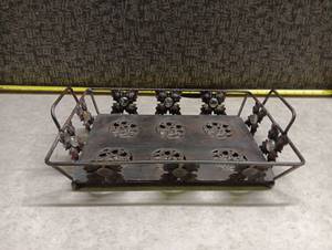 lot 580 image: Decorative Metal Serving Tray with Ornamental Handles 6 Medallion Design