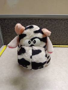 lot 594 image: Plush Cow Toy Black White Spots Pink Ears