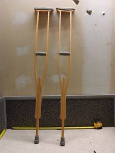 lot 602 image: Pair of Wooden Crutches with Gray Padding