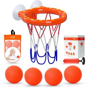 lot 17566 image: Bath Toys �� Bathtub Basketball Hoop for Toddler  Bath Toys for Kids with 4 Mold-Free Balls and Strong Suction Cups Basketball Hoop  Toddler Shower Toys and Fun Bathtub Toys for Boys and Girls - Retail $10
