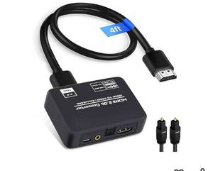 lot 17570 image: 4K60Hz HDMI 2.0b Audio Extractor Converter Adapter Splitter, HDMI eARCARC  Optical Toslink SPDIF  3.5mm Stereo Audio Out, Support HDCP2.2 Digital PCM DTS 5.1, (OpticalHDMI Cables Included) - Retail $27