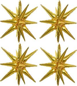 lot 17578 image: 4 Pcs 22inch 4D Huge Gold Star Balloons Explosion Star Mylar Foil Balloons for Party Supplies Backdrop Christmas,New Year,Birthday, Wedding,Photo Booth Ornament - Retail $6