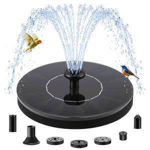 lot 17580 image: Solar Fountain, Floating Solar Water Pump with 6 Nozzles & 4 Fixed Pipes, Solar Fountain for Bird Bath, Garden, Pond, Pool - Retail $10
