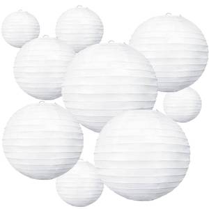 lot 17606 image: 10Pcs White Paper Lanterns Decorative ChineseJapanese Hanging Round Paper Lanterns Lamp for Birthday, Wedding, Christmas, Bridal, Home Decor, Party Decoration(Size of 4, 6, 8, 10) - Retail $12