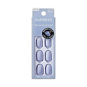 lot 17612 image: KISS imPRESS Color Press on Nails  The Answer  Purple  Short Oval  30 Count - Retail $6