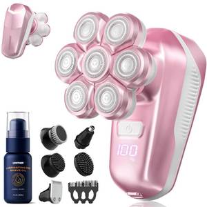 lot 17614 image: Electric Shaver for Women, Electric Razor with 7D Magnetic Shaver Heads, Wet Dry Bikini Trimmer Kit for Women & Men, Nose Ear Hair Trimmer, USB Rechargeable Clippers, Pink - Retail $36