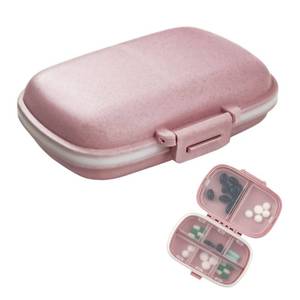 lot 17616 image: 1Pack Travel Pill Organizer, 8 Compartments Portable Pill Case, Small Pill Box for Pocket Purse Portable Medicine Vitamin Container Pink - Retail $6