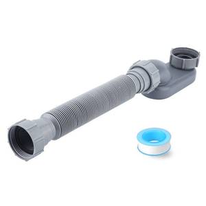 lot 17620 image: Low Profile 1 12 P Trap, Flexible Bathtub Shower Drain Pipe, Flat P Trap Freestanding Tub Drain for Bath - Retail $18