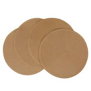 lot 17627 image: Round Placemats Set of 4 Woven Braided Kitchen Table Placemats 15 inch Round Place Mats Washable Table Mats Indoor Outdoor, Brown - Retail $14