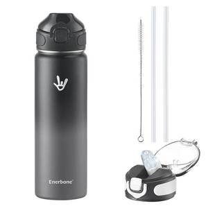 lot 17629 image: 24 oz Insulated Water Bottle, Stainless Steel Bottle with Carrying Strap, Double-Wall Vacuum Insulation Design, Leakproof Sports Bottle with Straw, Keep Drinks Cold or Hot for Hours - Retail $15