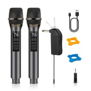 lot 17634 image: Wireless Microphones for Karaoke Singing, Professional Dual Cordless Mic System with 500ft Range, Rechargeable Receiver, 2.4GHz Auto-Connect, AI Noise Cancelling, EchoVol Control for DJ Church Party - Retail $29