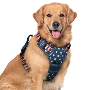 lot 17662 image: Dog Harness No Pull with 2 Leash Clips, Adjustable Soft Padded, Reflective Oxford No Choke Pet Vest with Easy Control Handle for Large Dogs, Blue Star, XL - Retail $29