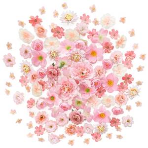 lot 17666 image: Mini Artificial Flower Heads Pink & Blush Fake Peony Daisy Rose Multicolor Small Faux Silk Flower Heads for Cake Craft Garland Wedding Party Graduation Cap DIY Home Decoration, 0.8-3.6 - Retail $15