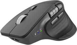 lot 17669 image: CITLLA Ergonomic Bluetooth Mouse for Laptop, Rechargeable Wireless Mouse with Multi-Device Switching, Silent Click, Flying Scroll & Thumb Wheel, 4800 DPI for PC, Mac, Tablet and Phone (Black) - Retail $43