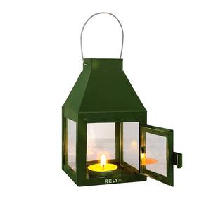 lot 17681 image: Rely Metal Lantern Candle Holder for Indoor & Outdoor Decor, Hanging Tealight Candle Holders for Wedding, Party, Decorations - Modern Home Decor, 5.5 Inch (Green Color) - Retail $5