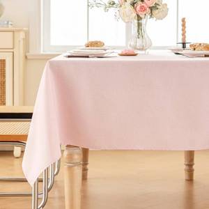 lot 17690 image: Valentines Table Cloth Rectangle Table, 60�75 Inch Linen Textured Tablecloth Waterproof Tablecloths Wrinkle Free Fabric Farmhouse Table Cover for Dining Parties Buffets Holidays,Light Pink - Retail $12