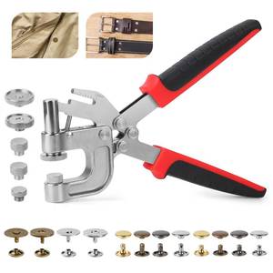 lot 17701 image: 160 Set Rivets for Leather Crafting and 20 Set Magnetic Buttons, 4 Colors 10 MM Double Cap Rivets & 18 MM Magnetic Snaps for Purses and Totes with Snap Fasteners Tool, for Leather, Boots, Belt (missing pieces) - Retail $40