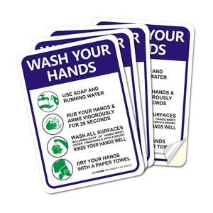 lot 17712 image: Please Wash Your Hands Sign Stickers, 2 Pack 7x10 Inch 4 Mil Self-Adhesive Vinyl, Weatherproof and UV Protected, Indoor & Outdoor, Employees Hand Washing Sign - Retail $8