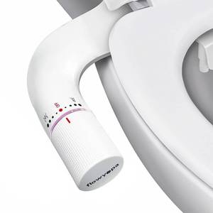 lot 17713 image: Ultra-Slim Bidet Attachment for Toilet - Dual Nozzle (Frontal & Rear Wash) with Adjustable Cold Water Pressure and Stainless Steel Inlet - Hygienic Fresh Cleanliness, Rose Gold - Retail $22