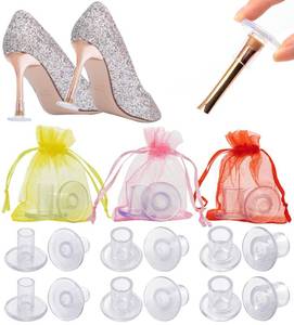 lot 17719 image: 6 Pairs Heel Protectors for Grass - 3 Sizes High Heel Protectors, Clear Heel Stoppers for Grass Heel Stoppers for Walking on Grass and Uneven Floor - Retail $10