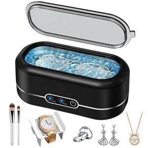 lot 17725 image: Ultrasonic Jewelry Cleaner, 48KHz Jewelry Ultrasonic Cleaner Machine for All Jewelry, Glasses, Rings, Retainers, Watch Strap, Dentures, 304 Stainless Steel 12oz Cleaning Pod - Matte Black - Retail $30