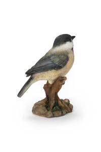 lot 17732 image: HI-LINE Gift Various Bird on Stump Statues (Chickadee), Multi Colors - Retail $31