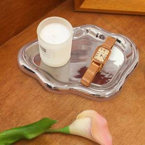 lot 17754 image: Ceramic Jewelry Tray Trinket Dish, Decorative Cloud Vanity Key Tray for Women, Ring Holder Dish, Cute Jewelry Plate Bowl Room Decor Aesthetic, Silver, Medium - Retail $15