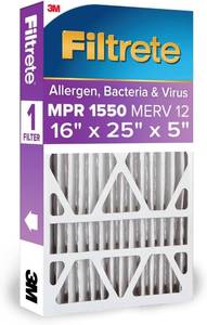lot 8409 image: $69 Two Pack Filtrete 16x25x5 AC Furnace Air Filter MPR 1550 MERV 12