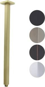 lot 8429 image: $50 Shower Arm with Flange, 24in Ceiling Mount Square Extender, Gold