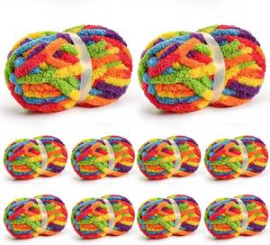 lot 8431 image: 10 Pack Jumbo Chunky Yarn for Hand Knitting, Variegated Rainbow