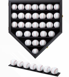 lot 8435 image: Baseball Display Case for 30 Balls, UV Protection, Lockable Shadow Box