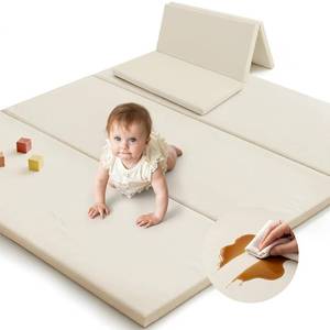 lot 8442 image: $46 SEPARO Foldable Baby Play Mat - Vegan Leather 47x47, Trifold