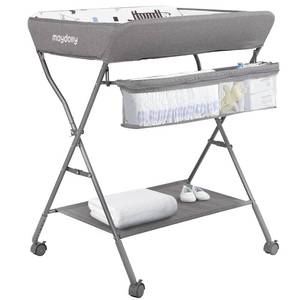 lot 8454 image: $91 Maydolly Baby Changing Table with Wheels, Adjustable & Folding
