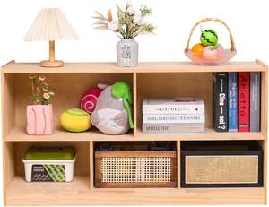 lot 8460 image: $80 Wooden Storage Cabinet, 5-Section Montessori Shelf, 44.5