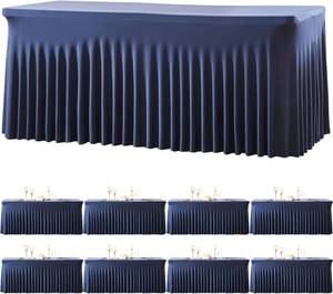 lot 8493 image: $130 gogoparti 8 Pack Spandex Navy Fitted Tablecloth for 6ft Table
