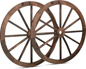 lot 8498 image: Qunclay 2 Wagon Wheel Decor Cartwheel Rustic Western Brown 20 Inch