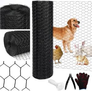 lot 8504 image: $63 Black 19GA Chicken Wire 24in x150ft, PVC Coated Poultry Netting