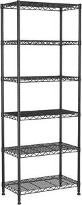 lot 8532 image: $60 6-Tier Wire Rack Shelving with Lockable Wheels, Black