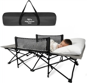 lot 8544 image: $59 Toddler Cot Bed Portable Folding Camping Bed for Kids, Gray