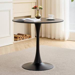 lot 8547 image: $80 23.6 Small Round Dining Table for 2, Black Tulip-Base Table