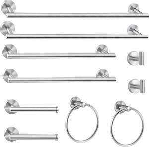 lot 8555 image: $59 Cilee 10-Piece Brushed Nickel Bathroom Hardware Set, 24-in Bar