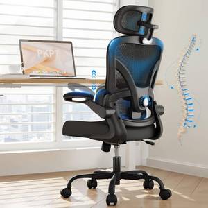 lot 8557 image: $100 Ergonomic Office Chair 330 lb 3-Level Lumbar Headrest Mesh Back