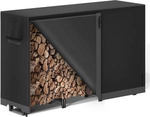 lot 8558 image: $66 6ft Firewood Log Rack with Cover - Heavy-Duty OutdoorIndoor Black