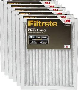lot 8581 image: $57 Filtrete Dust Filter, Basic, MPR 300, 16 x 25 x 1 in, 6-Pack