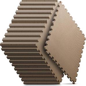 lot 8596 image: $100 32-Pack EVA Interlocking Foam Floor Tiles, 24x24x0.5 in, CREAM in Colo
