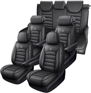 lot 8603 image: $249 JOJ Leather Seat Covers for Dodge Grand Caravan, 7-Seat, Black