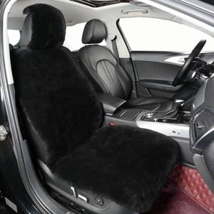 lot 8609 image: $79 Natural Fur Sheepskin Car Seat Covers, Universal Fit, Inky Black